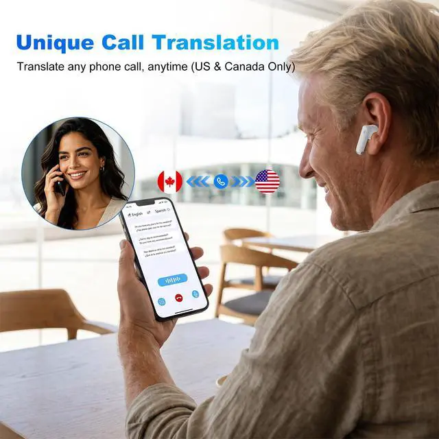 Alt view image 5 of 7 - T8 Translator Earbuds, Real-Time Language Translator Device in 127 Languages, Translation Earbuds with Call, Video & Photo Translation, Professional Interpreter for Business Meetings & Travel
