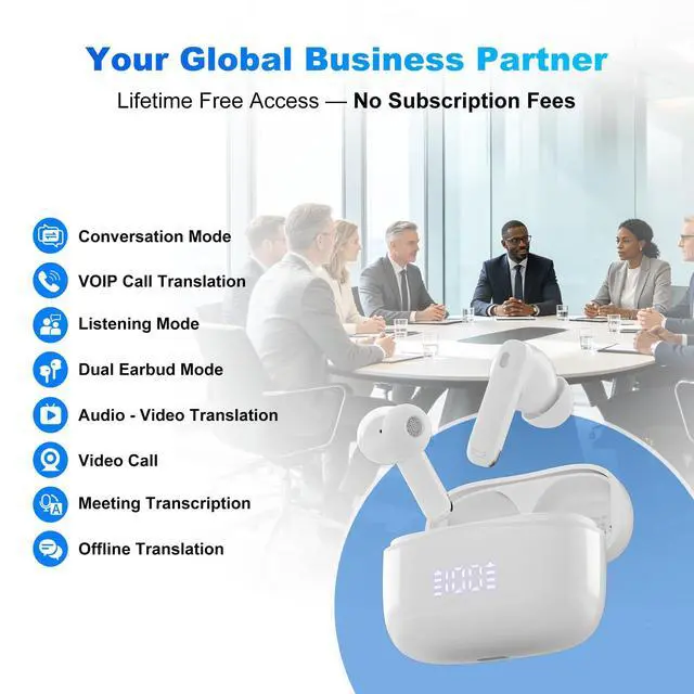 Alt view image 6 of 7 - T8 Translator Earbuds, Real-Time Language Translator Device in 127 Languages, Translation Earbuds with Call, Video & Photo Translation, Professional Interpreter for Business Meetings & Travel
