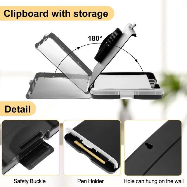 Alt view image 3 of 7 - 4 Packs Calculator Clipboard with Storage 14 x 10 x 2.6 Inches File Folder Plastic Storage Clipboard Letter Size File Folder with Low Profile Clip for School Classroom Office