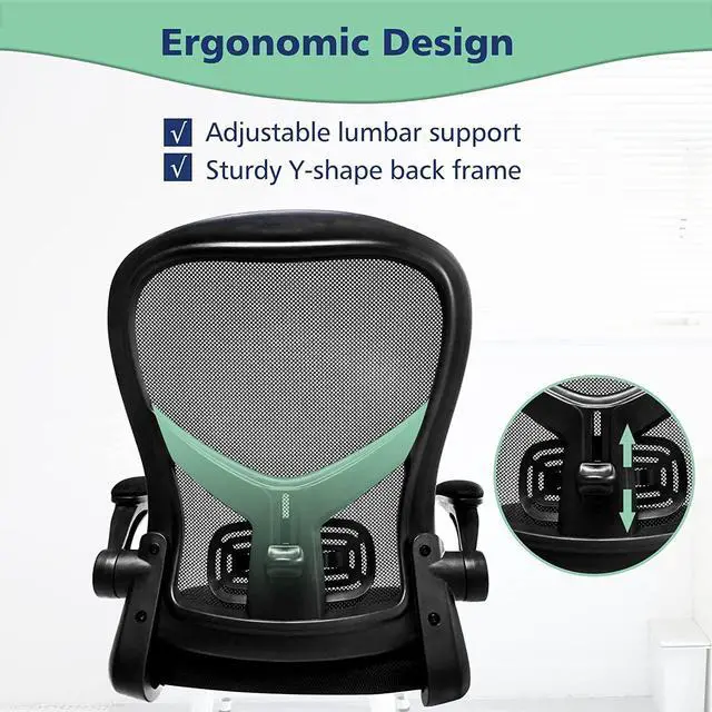 Alt view image 5 of 7 - Drafting Chair,Tall Standing Desk Chair Comfortable Office Chair with Foot Ring Flip-up Padded Arms Height Adjustable Computer Task Chair Ergonomic Mesh Mid-Back Desk Chair,Black