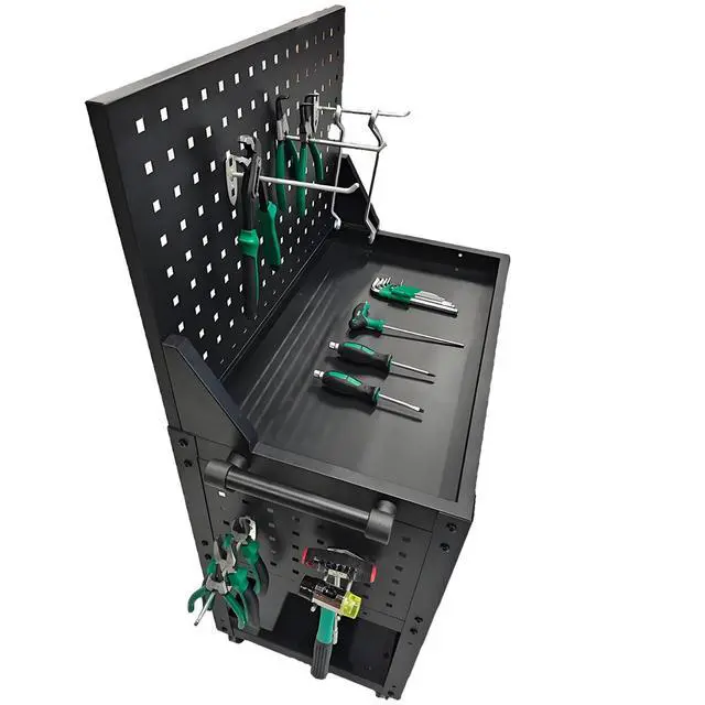 Alt view image 4 of 6 - 3 Tier Rolling Tool Cart on Wheels - Metal Service Cart Industrial Utility Cart for Mechanic - 330LBS Load Mobile Storage Organizer for Garage