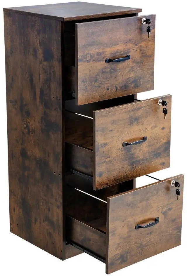 Main image of 3 Drawer File Cabinet with Lock, Vertical Filing Storage Cabinets for Home Office, Heavy-Duty Locking Cabinet with 2-Level Adjustable Hanging Rod for A4/Letter/Legal Size File, Easy Assembly