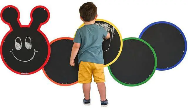 Main image of Outdoor Chalkboards, Caterpillar, 5 Weatherproof Panels | Suitable for Indoor and Outdoor Use, Toddler Playroom Decor