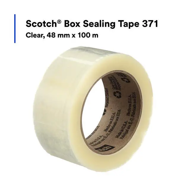 Alt view image 2 of 7 - Scotch 371 Industrial-Grade Packing Tape, Clear, 48 mm x 100 m, High Performance Sealing Tape for Medium-Duty Commercial Box and Carton Sealing, Moving, Packaging and Shipping, 36 Pack