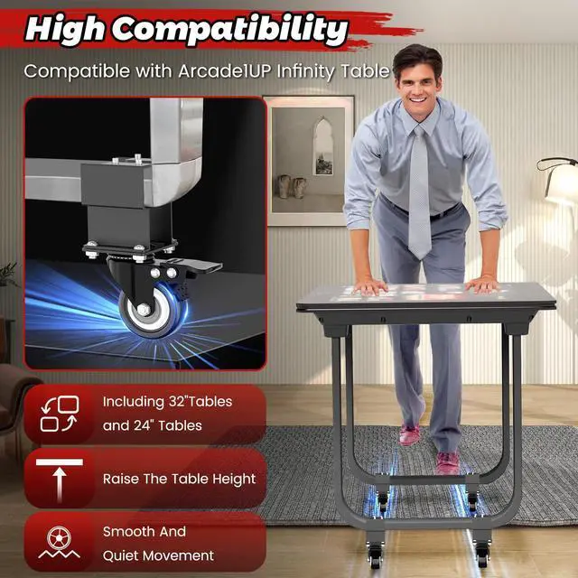 Alt view image 2 of 5 - Riser Casters Compatible with Arcade1UP Infinity Table360° Swivel Casters | for Raising The Table Height, Heavy Duty Plate Caster- Load 200lbs(Set of 4)