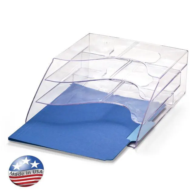 Alt view image 2 of 5 - Multi-Use Literature Holder, 6 Pockets for 4.125 Inch Wide Leaflets or 3 Pockets for Letter Size Sheets or Folders, Clear (22914) (Pack of 4)