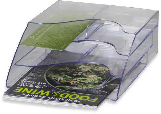 Alt view image 3 of 5 - Multi-Use Literature Holder, 6 Pockets for 4.125 Inch Wide Leaflets or 3 Pockets for Letter Size Sheets or Folders, Clear (22914) (Pack of 4)