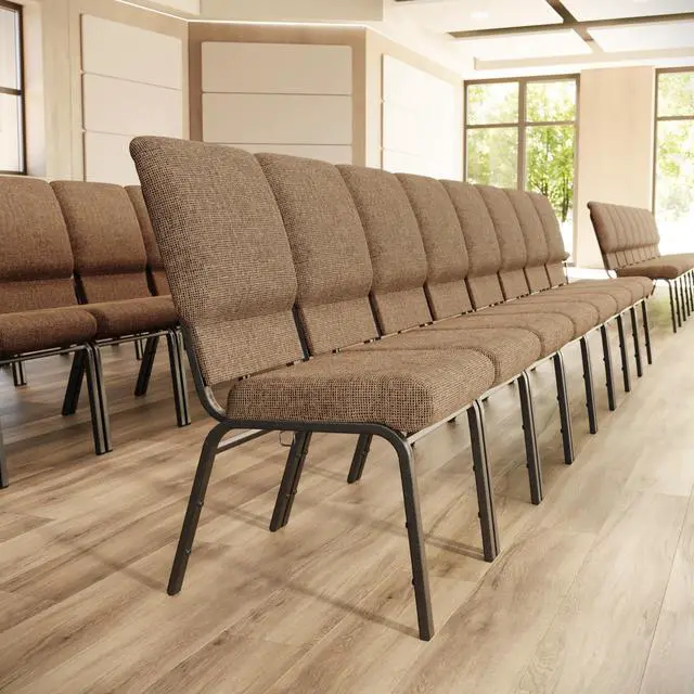 Alt view image 2 of 7 - Advantage Mixed Tan Church Chairs 18.5 in. Wide