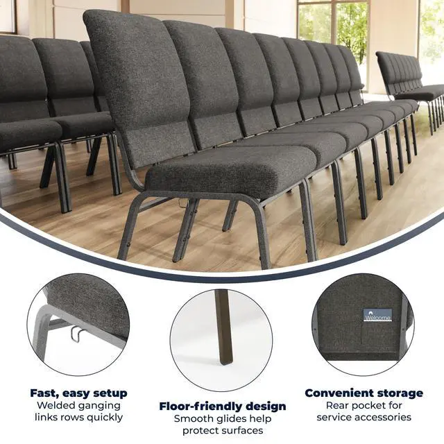 Alt view image 4 of 7 - Advantage Mixed Tan Church Chairs 18.5 in. Wide