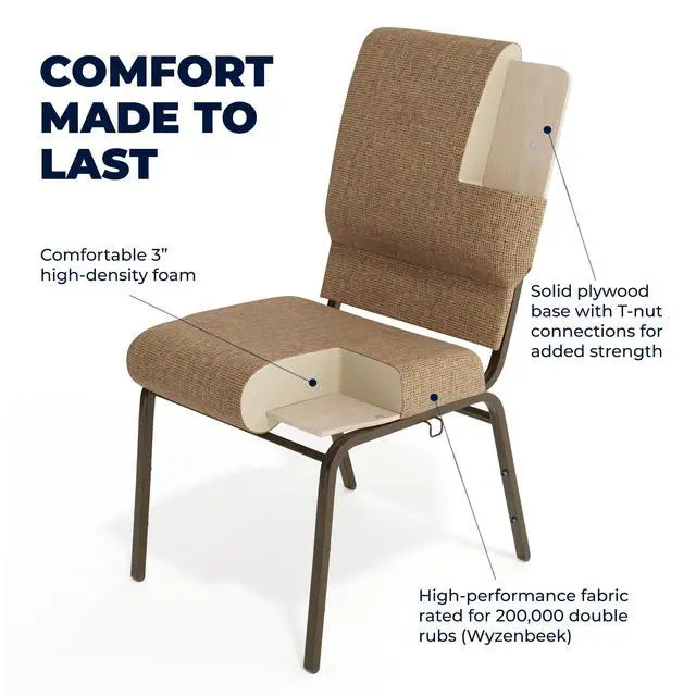 Alt view image 5 of 7 - Advantage Mixed Tan Church Chairs 18.5 in. Wide