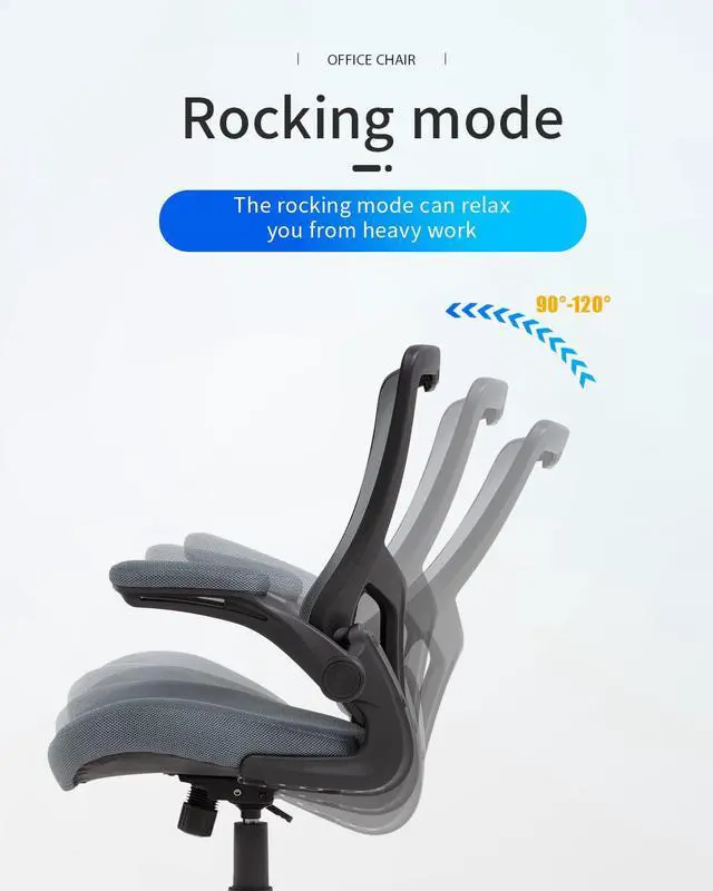 Alt view image 5 of 7 - Drafting Chair Mid-Back Mesh Tall Office Chair with Flip-Up Arms Desk Chair with Ergonomic Lumbar Support Foot Ring (Grey, Office Chair)