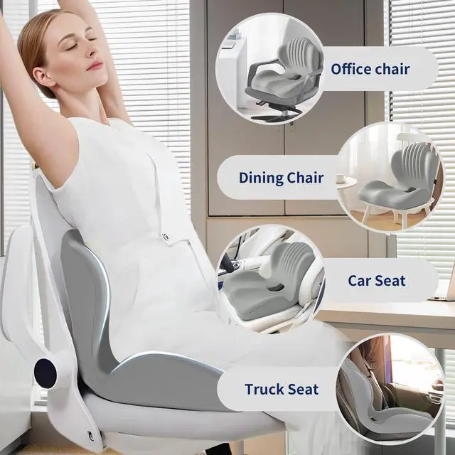 Alt view image 2 of 7 - Ergonomic Car Seat Cushion with Lumbar Support for Truck Driver, Multi - Purpose Orthopedic Seat Pillow for Office Chair, Car, Dining Chair as Gift, Sciatica Relief for Back, Hip, Leg Pain