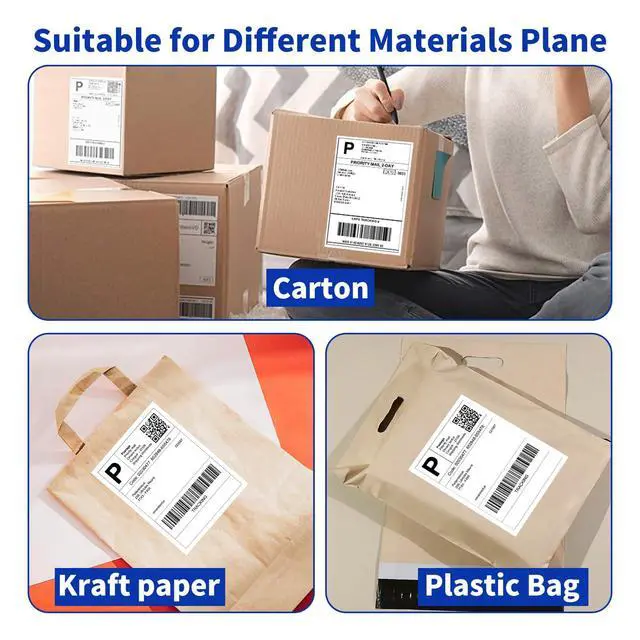 Alt view image 5 of 7 - 4" x 6" Direct Thermal Labels, 4000 Fanfold Shipping Labels with Perforated Line for Zebra & Rollo Printer, Thermal Printer Label 4x6, Permanent Adhesive