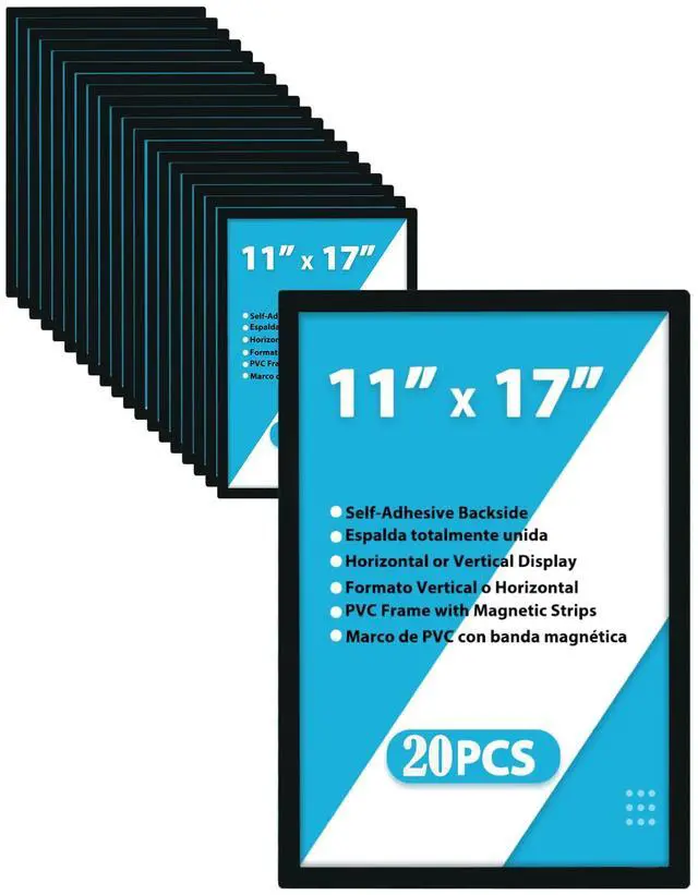Main image of 20pcs Magnetic Sign Holder 11 x 17 with Magnet Strip Border,Self Adhesive Magnetic Wall Mount Sign Holder,Display Picture Frames Window Poster Paper Flyer Holder for Home Office Store