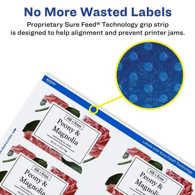 Alt view image 4 of 7 - ® Matte White Scalloped Rectangle Labels, Sure Feed® Technology, 2" x 3", 2,000 Matte White Printable Labels