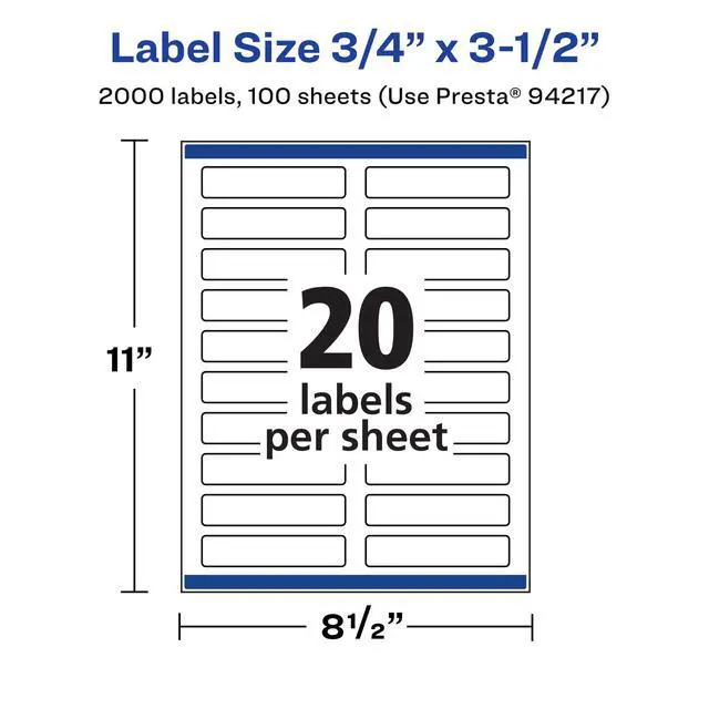 Alt view image 5 of 7 - ® Matte White Rectangle Labels, Sure Feed® Technology, 0.75" x 3.5", 2,000 Matte White Printable Labels