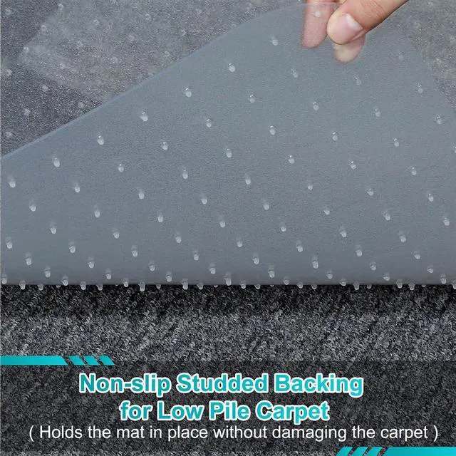 Alt view image 3 of 7 - 2 Pack Office Chair Mat for Carpets, 48" x 60" Clear Chair Mat for Carpeted Floors, Heavy Duty Under Desk Protector Carpeted Floors Mats, Rolling Computer Floor Mats with Studs for Home and Office
