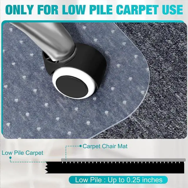 Alt view image 4 of 7 - 2 Pack Office Chair Mat for Carpets, 48" x 60" Clear Chair Mat for Carpeted Floors, Heavy Duty Under Desk Protector Carpeted Floors Mats, Rolling Computer Floor Mats with Studs for Home and Office