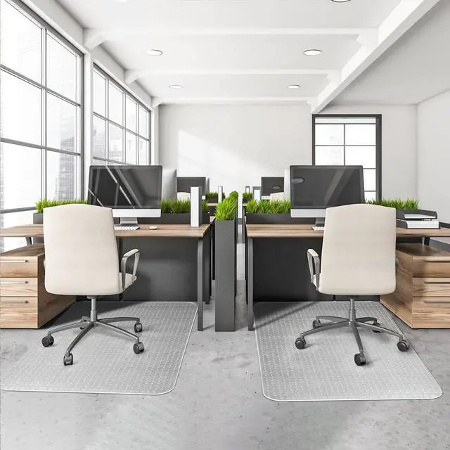 Alt view image 6 of 7 - 2 Pack Office Chair Mat for Carpets, 48" x 60" Clear Chair Mat for Carpeted Floors, Heavy Duty Under Desk Protector Carpeted Floors Mats, Rolling Computer Floor Mats with Studs for Home and Office