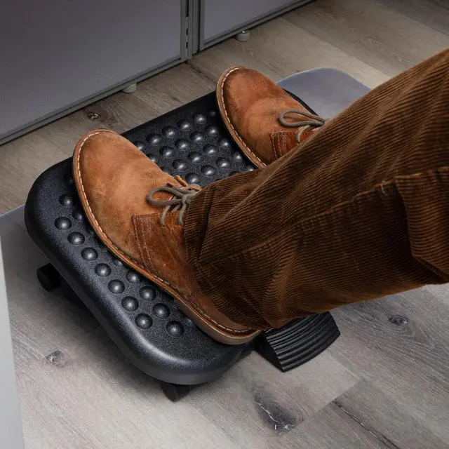 Alt view image 2 of 6 - Foot Rest, Under Desk at Work, Ergonomic, Height Adjustable, Office, Plastic, 17" L x 13" W x 6.25" H, Black (Pack of 5)