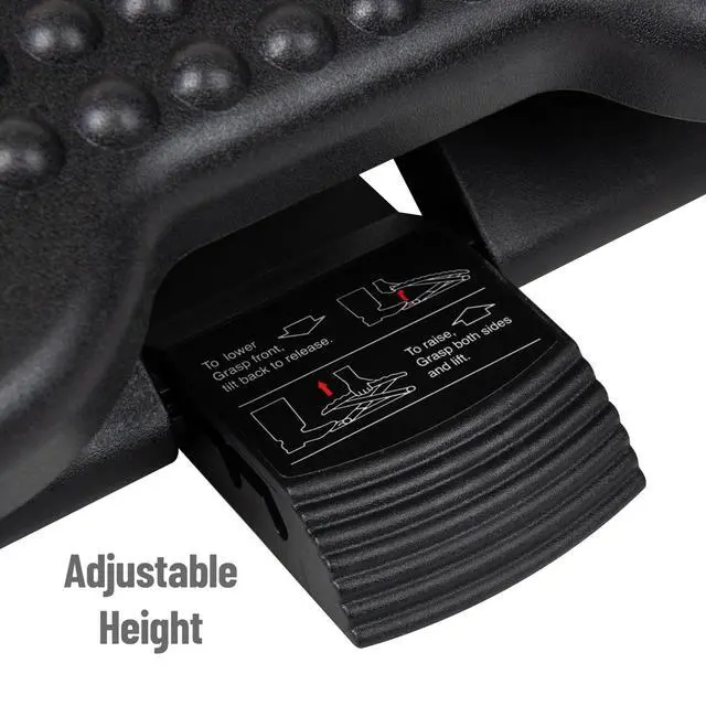 Alt view image 4 of 6 - Foot Rest, Under Desk at Work, Ergonomic, Height Adjustable, Office, Plastic, 17" L x 13" W x 6.25" H, Black (Pack of 5)