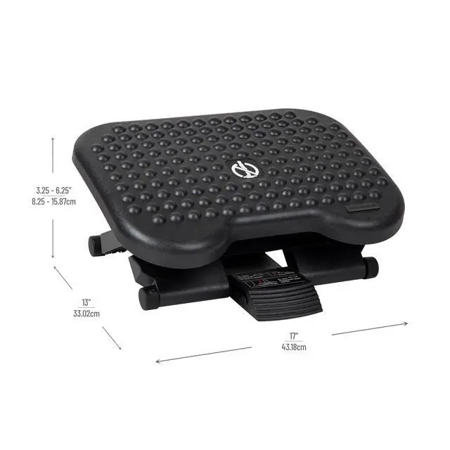 Alt view image 3 of 6 - Foot Rest, Under Desk at Work, Ergonomic, Height Adjustable, Office, Plastic, 17" L x 13" W x 6.25" H, Black (Pack of 5)
