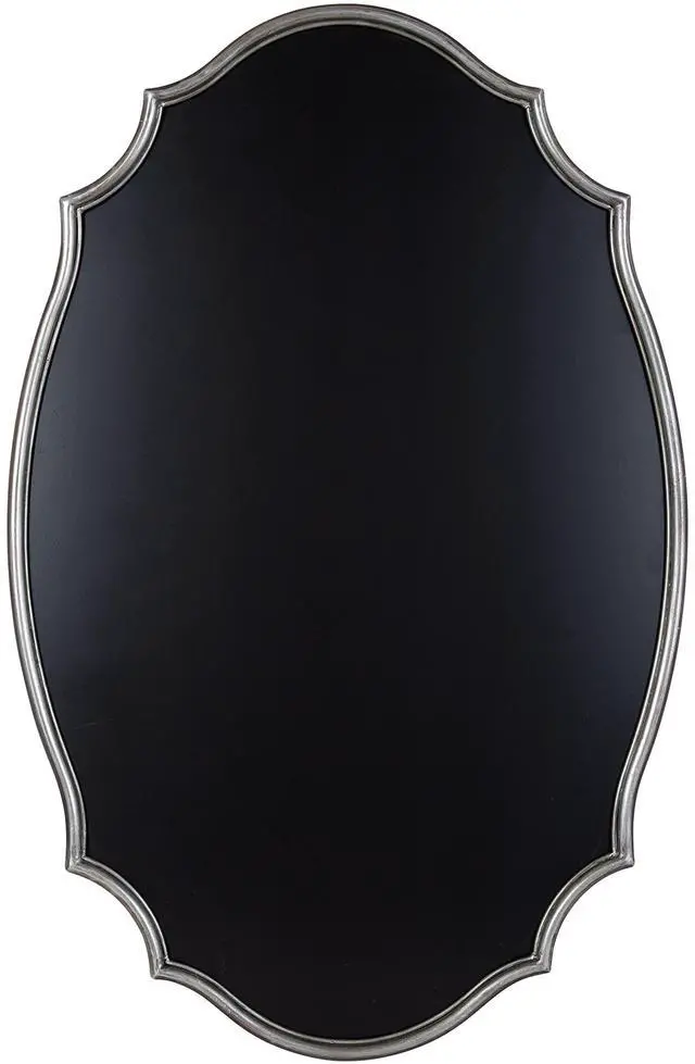Alt view image 6 of 6 - Leanna Decorative Scalloped Metal Chalkboard, 24 x 36, Silver, Framed Rounded Oval Vintage Chalkboard for Unique Display, Organization, and Decor