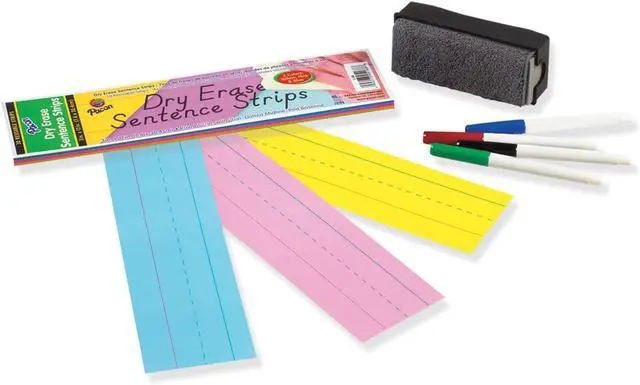Main image of Dry Erase Sentence Strips, 12 X 3, Blue; Pink; Yellow, 30/Pack (Pack of 12)