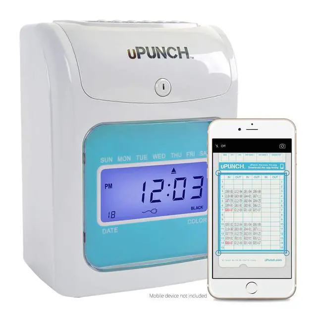 Alt view image 2 of 7 - FN1000 Smart Time Clock System for Small Business: Auto Align Punch Clock with Free Mobile App for Digital Time Card Management and Payroll