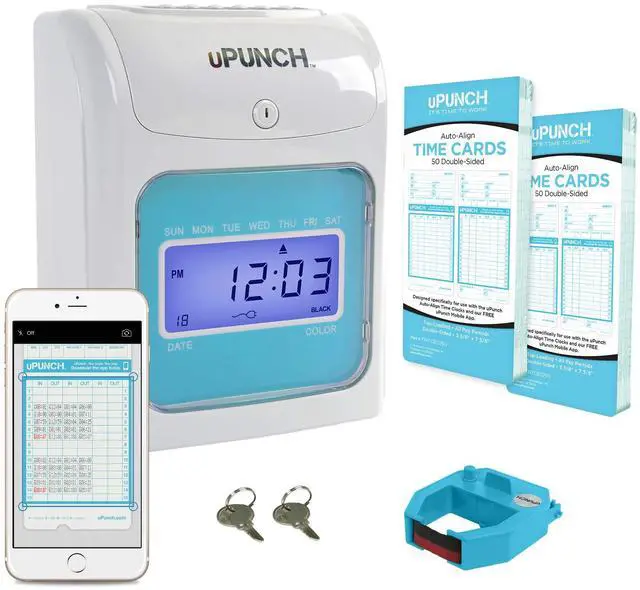 Main image of FN1000 Smart Time Clock System for Small Business: Auto Align Punch Clock with Free Mobile App for Digital Time Card Management and Payroll