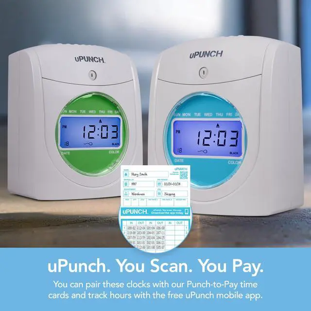 Alt view image 4 of 7 - FN1000 Smart Time Clock System for Small Business: Auto Align Punch Clock with Free Mobile App for Digital Time Card Management and Payroll