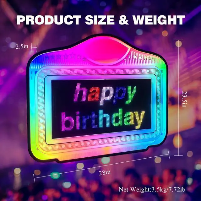 Alt view image 4 of 7 - LED display Bottle Service Sign Club signs for bottle service Color Display Lights with APP Programmable Scroll Play, Hand Holding Light Box letter board Ideal for bars, nightclubs, and parties