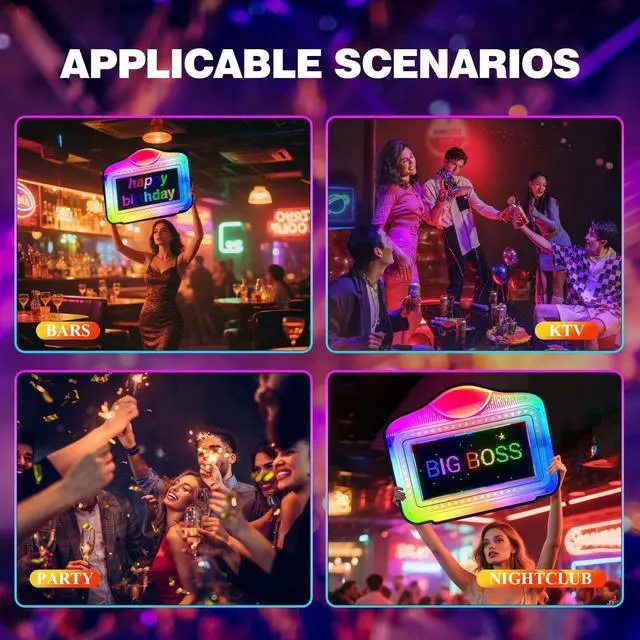 Alt view image 7 of 7 - LED display Bottle Service Sign Club signs for bottle service Color Display Lights with APP Programmable Scroll Play, Hand Holding Light Box letter board Ideal for bars, nightclubs, and parties
