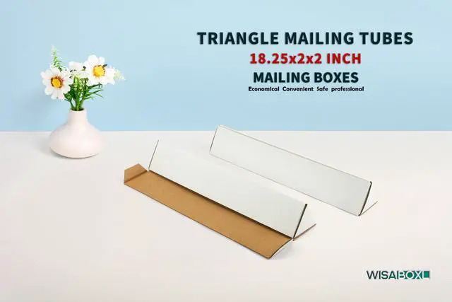 Alt view image 5 of 7 - Triangle Mailing Tubes, 18.25x2x2 inch Shipping Box, 50-Pack | 18" Cardboard Poster Tube for Blueprints, Artwork, Crafts, Long Art Holder, Bulk, White