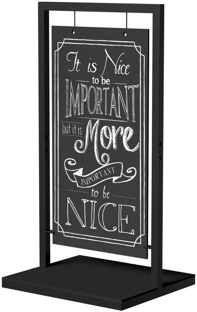 Main image of Chalk Board Easel Sign, Sidewalk Sign 35" x 18" with Display Shelf,Free Standing Chalkboard Easel,Double-Sided Hanging Outdoor Chalkboard Sign for Café Bar, Bistro, Florist or Wedding