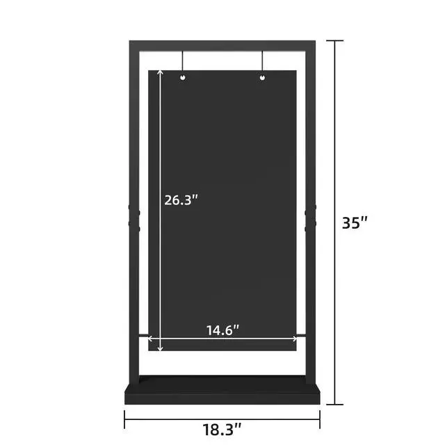 Alt view image 2 of 7 - Chalk Board Easel Sign, Sidewalk Sign 35" x 18" with Display Shelf,Free Standing Chalkboard Easel,Double-Sided Hanging Outdoor Chalkboard Sign for Café Bar, Bistro, Florist or Wedding