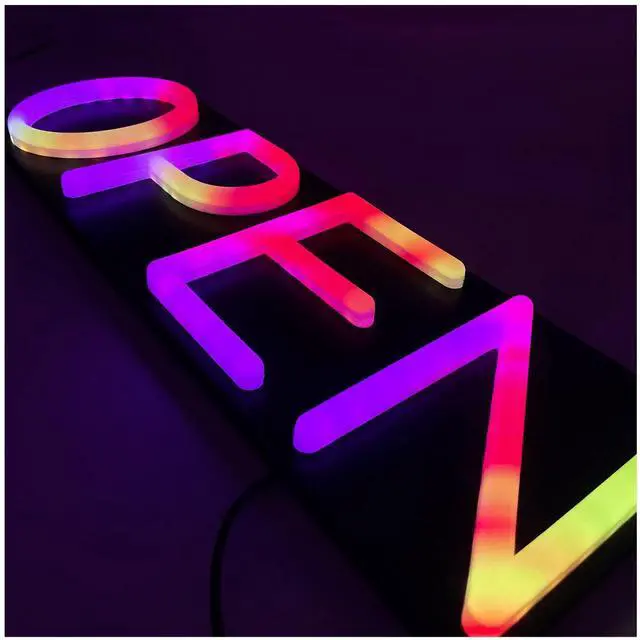 Main image of Open Signs for Business,Neon Open Sign Led,20x7 inch with Remote Control,Bright Light Up Sign,Window Door Wall Mounted Bar Coffee Salon Store,12V/2A Horizontal RGB