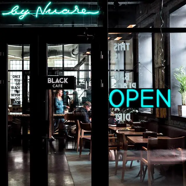 Alt view image 6 of 7 - Open Signs for Business,Neon Open Sign Led,20x7 inch with Remote Control,Bright Light Up Sign,Window Door Wall Mounted Bar Coffee Salon Store,12V/2A Horizontal RGB