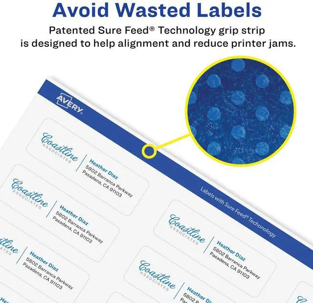 Alt view image 4 of 6 - ® Glossy Clear Rectangle Labels, Sure Feed® Technology, 1" x 2", 2,400 Glossy Clear Labels, Print-to-The-Edge, Laser/Inkjet Printable