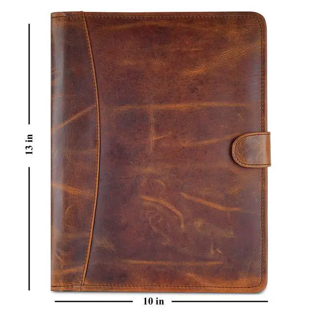 Alt view image 6 of 7 - Leather Padfolio Legal Pad Portfolio Organizer | Handmade Executive Notebook Binder | Heavy Duty Full Grain Cow Hide Resume Interview Folio for Men Women, Rustic NoteBook Folder (brown)