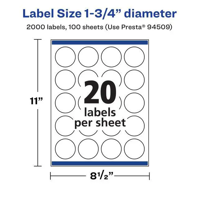 Alt view image 5 of 7 - ® Matte White Round Labels, Sure Feed® Technology, 1.75" Diameter, 2,000 Matte White Printable Labels