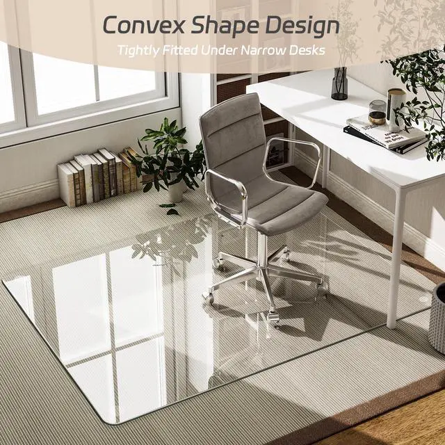 Alt view image 3 of 7 - 36"x55" Tempered Glass Office Chair Mat, Hard Floor Mat for Carpet | Rectangle Heavy-Duty Floor Protector for Carpet & Hard Floors Scratch-Resistant Office Computer Desk Mat 1/5" Clear