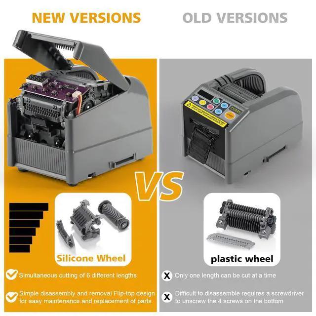 Alt view image 3 of 7 - 2026 Upgraded Ceramic Roller Upgraded Ribbon Cutting Machine, Automatic Tape Dispenser, 6-60 mm Width, 5-999 mm Length, Ideal for Business & Home