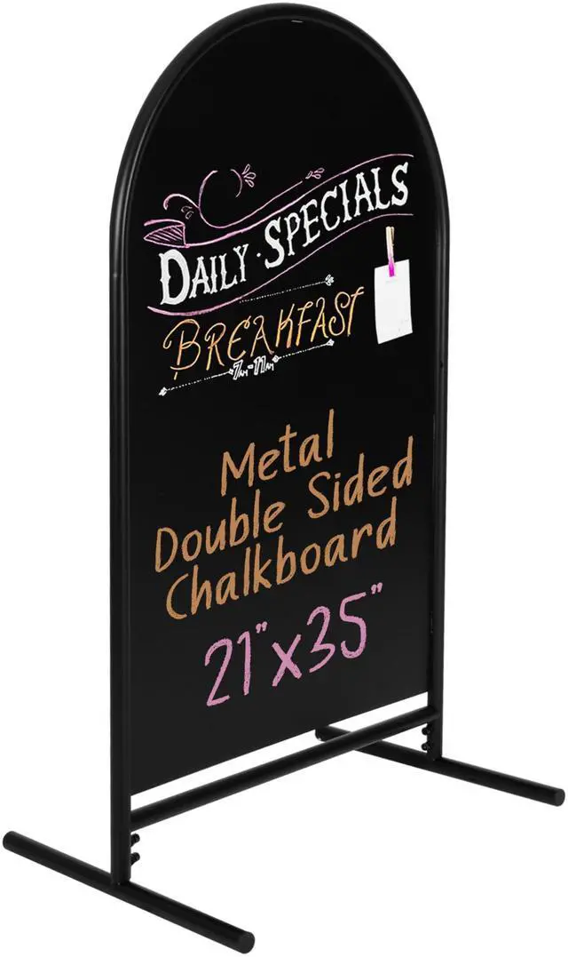 Main image of Metal A Frame Sign, Chalkboard Sidewalk Sign - 21x35 in, Black | Freestanding Double Sided Magnetic Chalkboard, Sandwich Board Signs, Includes Chalk & Eraser - For Businesses - Black