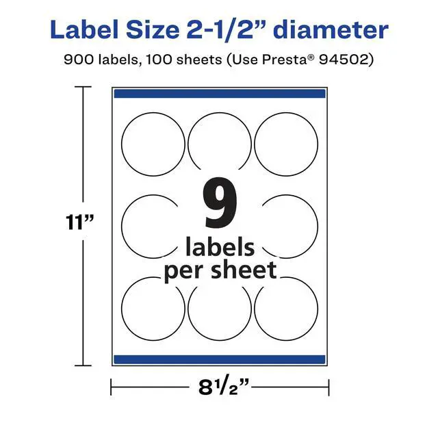 Alt view image 5 of 6 - ® Glossy Clear Round Labels, Sure Feed® Technology, 2.5" Diameter, 900 Glossy Clear Labels, Print-to-The-Edge, Laser/Inkjet Printable
