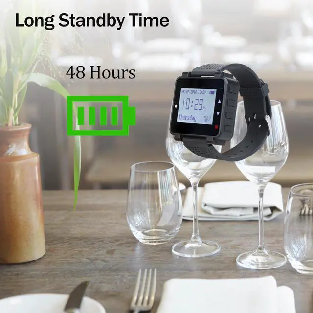 Alt view image 4 of 7 - T128 Restaurant Pager System, Wireless Call System, 10 Buttons | for Waiter, Customer, Staff, Caregiver, 4-Key Waterproof Alert Call Buttons, 200M Working Distance, Multiple Reminder modes
