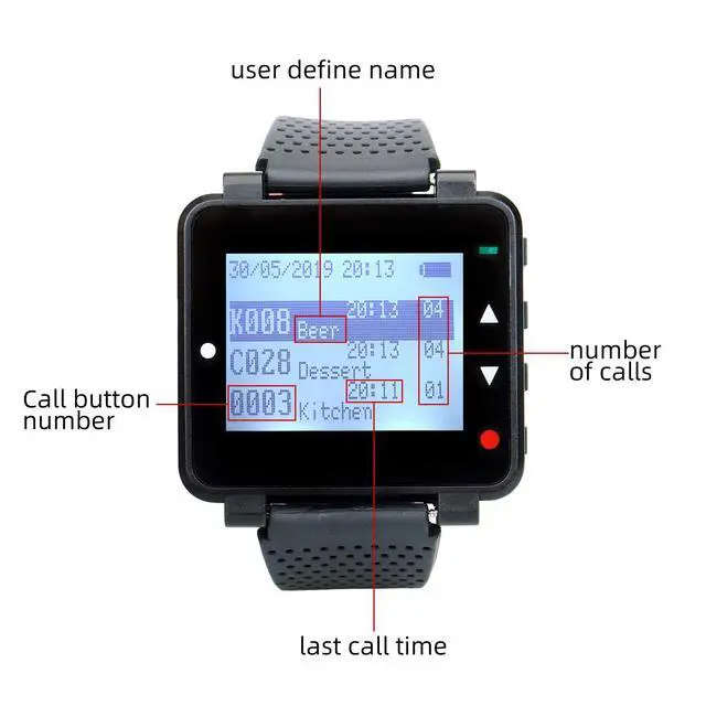 Alt view image 7 of 7 - T128 Restaurant Pager System, Wireless Call System, 10 Buttons | for Waiter, Customer, Staff, Caregiver, 4-Key Waterproof Alert Call Buttons, 200M Working Distance, Multiple Reminder modes