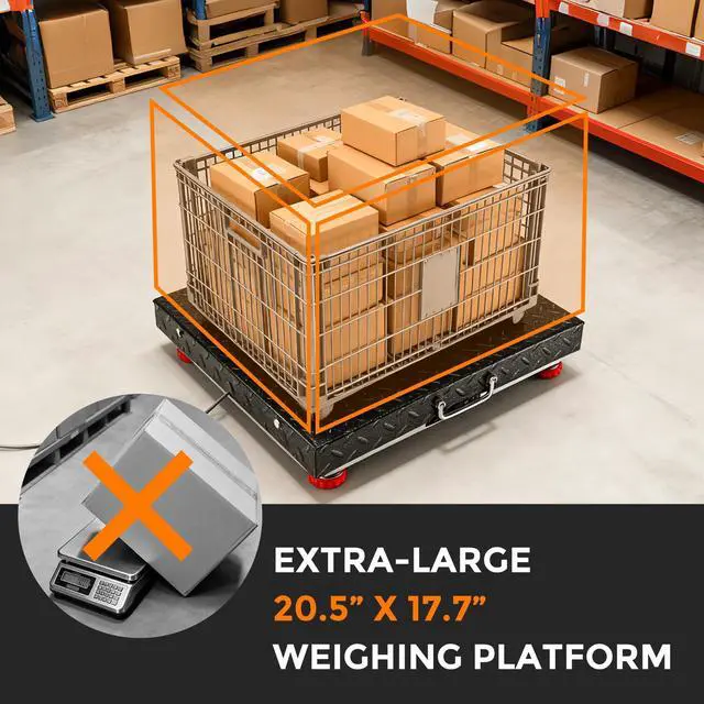 Alt view image 2 of 6 - Heavy Duty Floor Scale with 20.5 X 17.7 Large Stainless Steel Platform, 660LBs Industrial Bench Scale for Packages, Luggage, Suitcases, Boxes