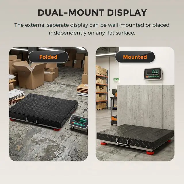 Alt view image 5 of 6 - Heavy Duty Floor Scale with 20.5 X 17.7 Large Stainless Steel Platform, 660LBs Industrial Bench Scale for Packages, Luggage, Suitcases, Boxes
