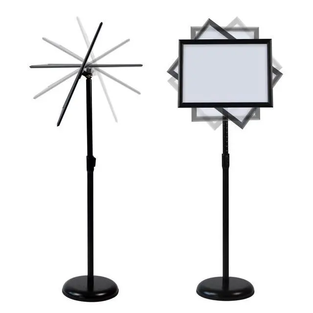 Alt view image 3 of 7 - Adjustable Heavy Duty Pedestal Sign Holder Floor Stand, Sign Stand Poster Stand, Standing Floor, 8.5 x 11 inch, Vertical & Horizontal View, Outdoor Standing Display Sign Holders Aluminum Black 2 Pack
